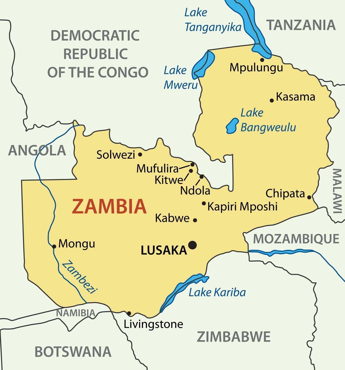 Kaart van kitwe Zambië