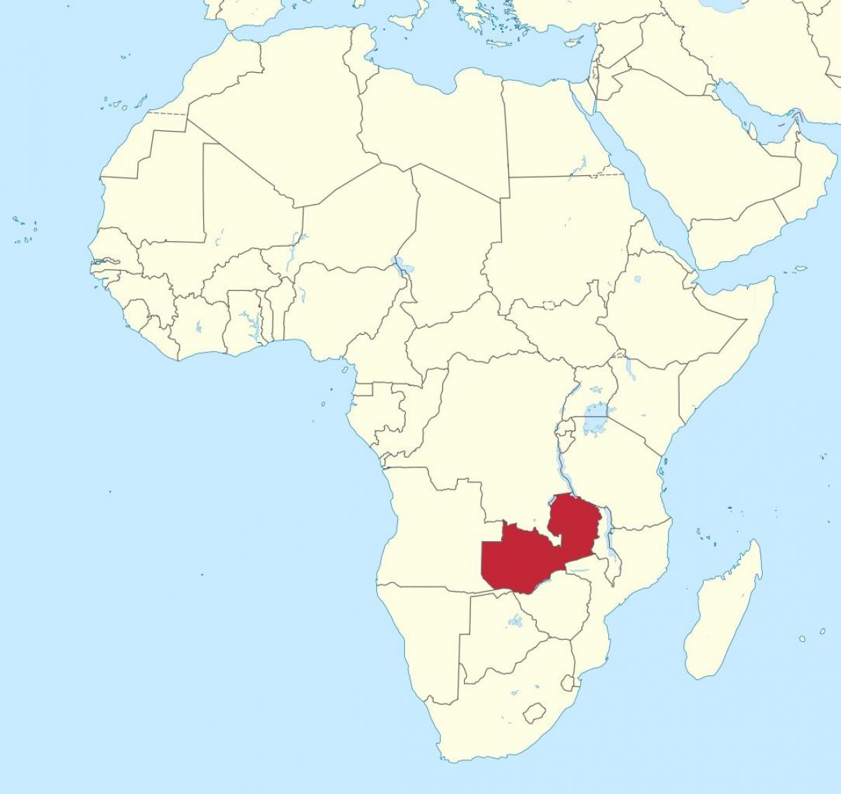 kaart van afrika wat Zambië