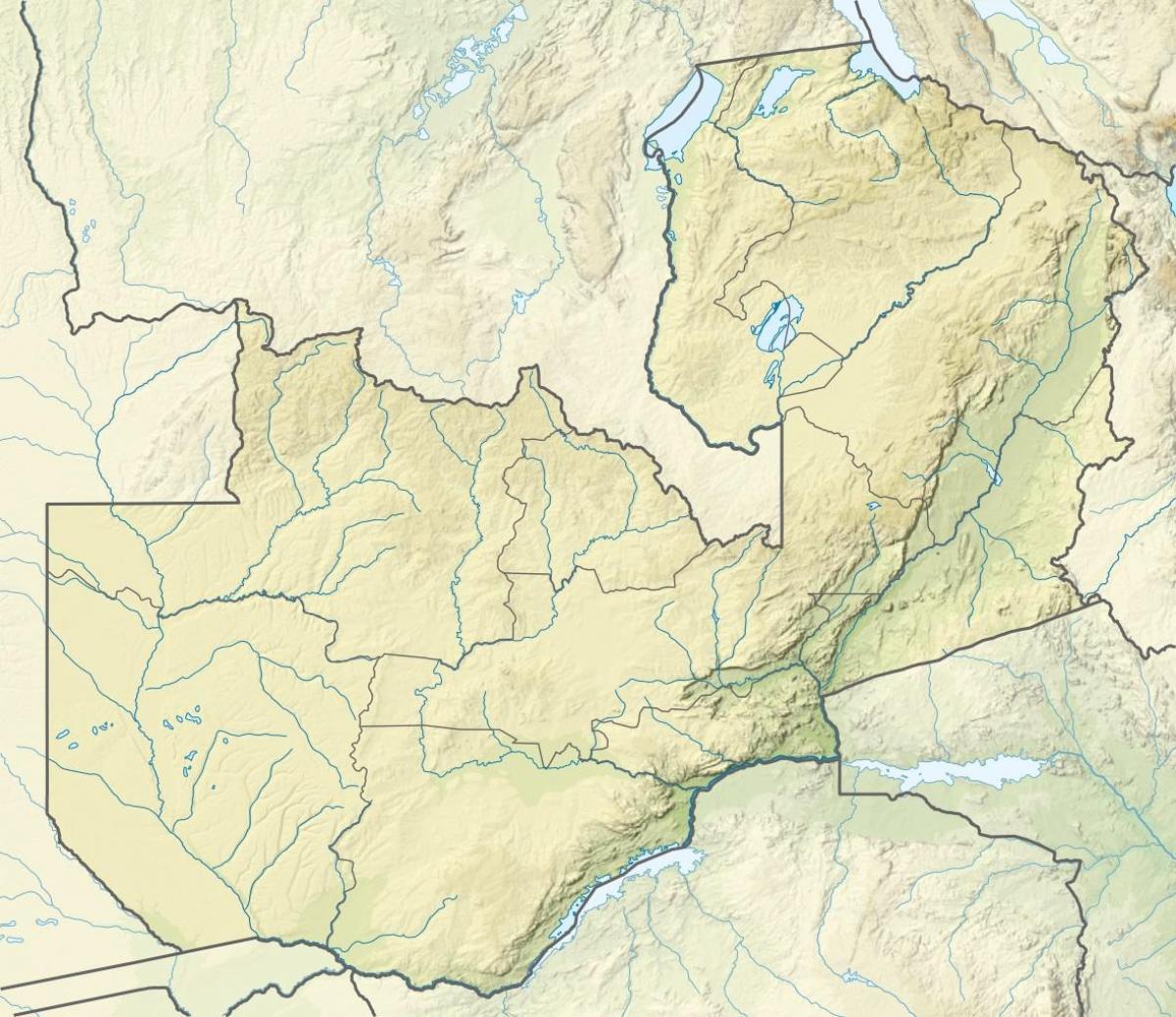 Kaart van Zambië rivier 