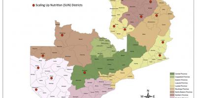 Zambië distrikte opgedateer kaart