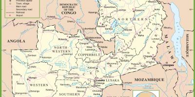 Die kaart van Zambië