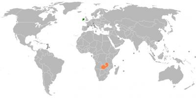 Zambië kaart in die wêreld